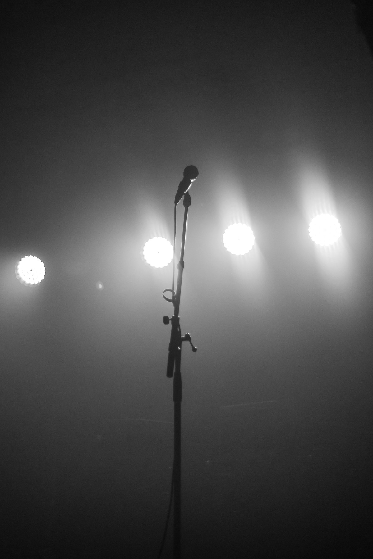 Microphone on a stage in stage light